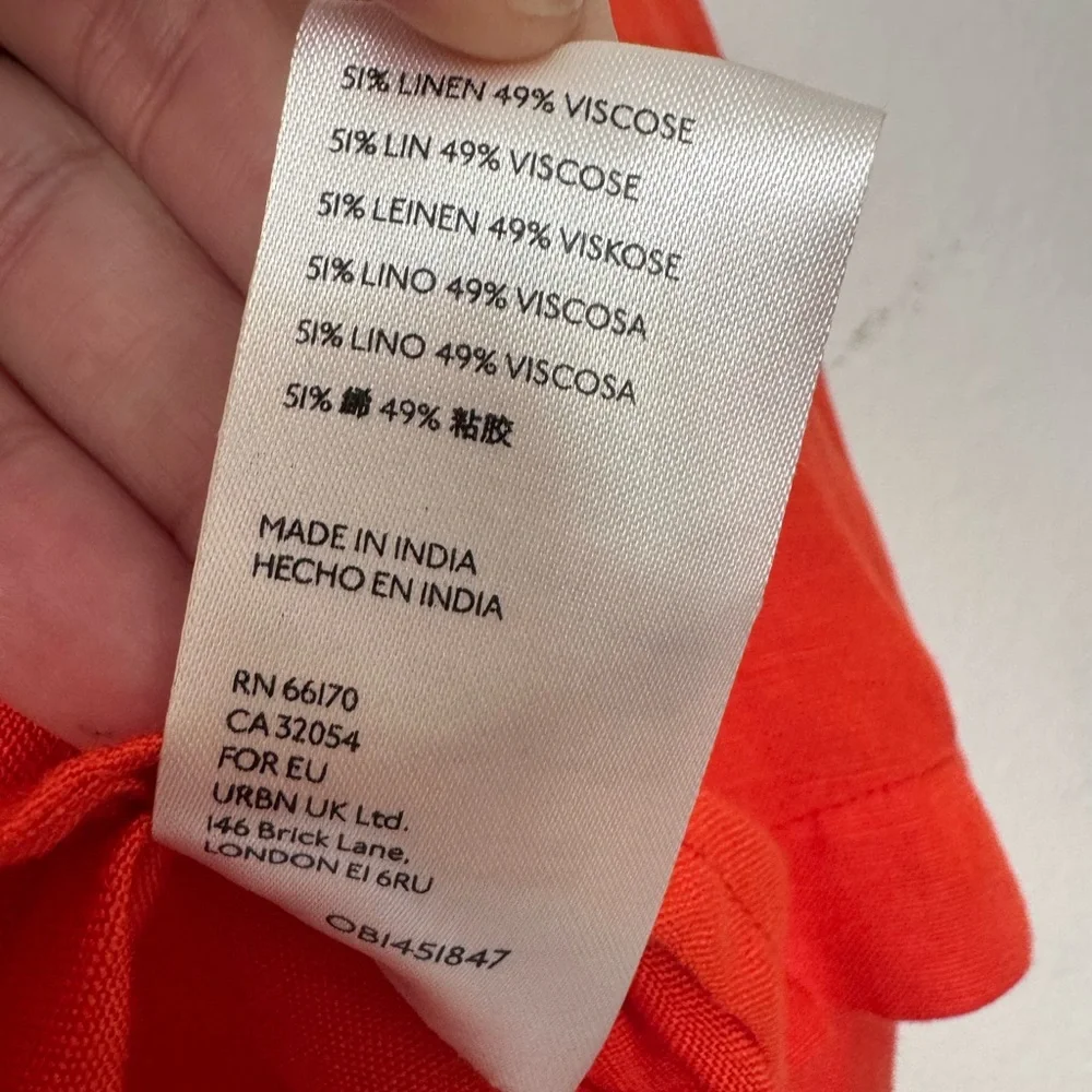 NWT MAEVE ANTHROPOLOGIE Coral Short Sleeve Linen Tie Front Crop Top Size 4 NWT - Picture 7 of 13